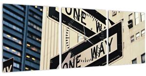 Tablou - New York ONE WAY (cu ceas) (90x30 cm)