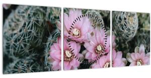 Tablou floare de cactus (cu ceas) (90x30 cm)