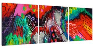 Tablou abstract - culori (cu ceas) (90x30 cm)
