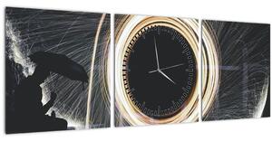 Tablou - Show de lumini în ploaie (cu ceas) (90x30 cm)