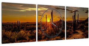 Tablou - Sfărșit de zi în deșertul Arizona (cu ceas) (90x30 cm)