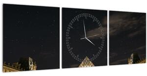 Tablou - Louvre nocturn (cu ceas) (90x30 cm)