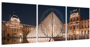 Tablou - Louvre noaptea (cu ceas) (90x30 cm)
