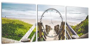 Tablou - Intare pe plaja (cu ceas) (90x30 cm)