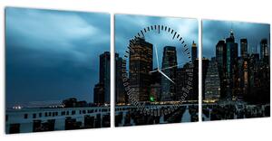 Tablou - Privire spre Zgârâie nori din New York (cu ceas) (90x30 cm)