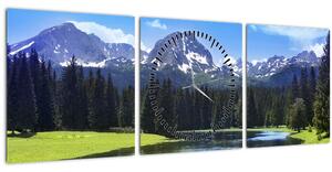 Tablou - vâfurile montane înzăpezite (cu ceas) (90x30 cm)