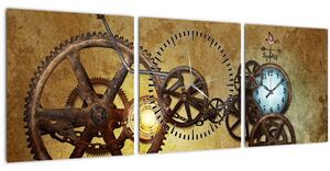 Tablou cu aparatele istorice ale ceasurilor (cu ceas) (90x30 cm)