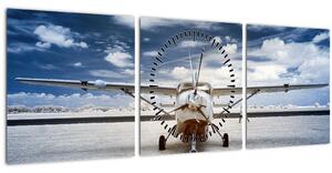 Tablou cu aeroplan cu motor (cu ceas) (90x30 cm)
