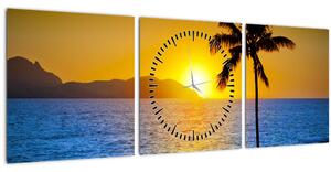 Tablou - Apus de soare deasupra mării (cu ceas) (90x30 cm)