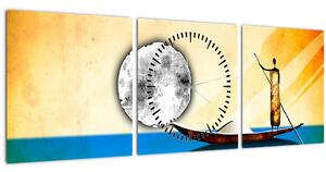 Tablou - Pictură străveche (cu ceas) (90x30 cm)