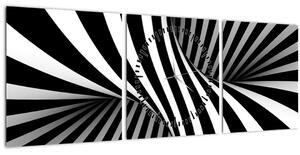 Tablou abstract cu dungi de zebră (cu ceas) (90x30 cm)