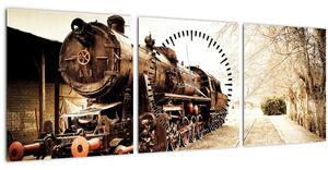 Tablou - Locomotiva istorică (cu ceas) (90x30 cm)