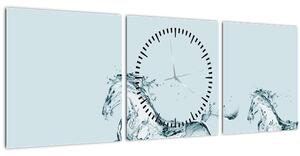Tablou - Cai din picături de apă (cu ceas) (90x30 cm)