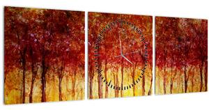 Tablou - Pictura pădurii cu frunziș (cu ceas) (90x30 cm)