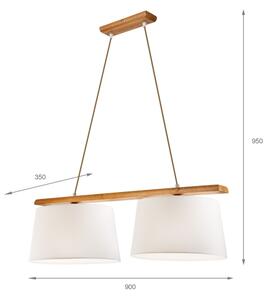 Lustră suspendată pe cablu AIDA 2xE27/60W/230V, stejar