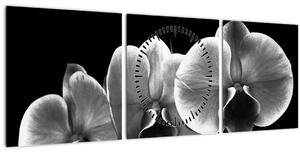 Tablou floare de orhidee (cu ceas) (90x30 cm)