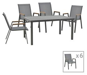 Set 7 buc masă și scaune de grădină Azelie-Kliton Gri 77x55x94 cm