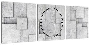 Tablou - Abstracție cu faianță de beton (cu ceas) (90x30 cm)