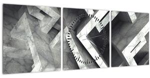 Tablou cu cuburi abstracte (cu ceas) (90x30 cm)