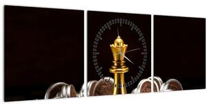 Tablou - Figurine de șah (cu ceas) (90x30 cm)