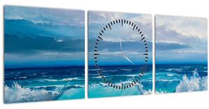 Tablou - Valul mării (cu ceas) (90x30 cm)