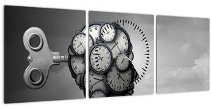 Tablou artistic cu cu cap și ceas (cu ceas) (90x30 cm)