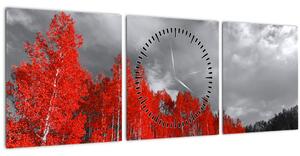 Tablou - Copaci în culorile toamnei (cu ceas) (90x30 cm)