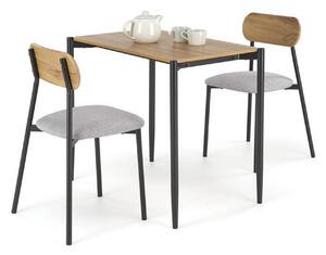 Set masa cu 2 scaune NANDO, stejar/negru, PAL/metal