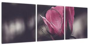 Tablou - Detaliu florii de trandafir (cu ceas) (90x30 cm)