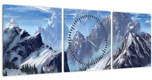 Tablou - Munții pictați (cu ceas) (90x30 cm)