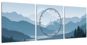 Tablou - Munții cu privirea graficeanului (cu ceas) (90x30 cm)