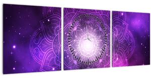 Tablou abstracției violete (cu ceas) (90x30 cm)