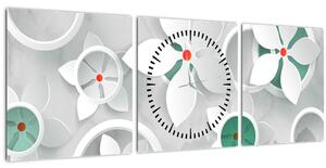 Tablou abstracției florale (cu ceas) (90x30 cm)