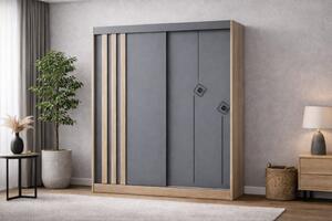 Dulap dressing Vio 2 usi, 135 cm, Sonoma/Gri