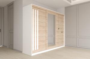 Dulap dressing Paris 3 usi cu oglinda, 200 cm, Alb/Sonoma