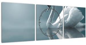 Tablou -Lebădă albă (cu ceas) (90x30 cm)