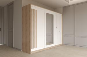 Dulap dressing Paris 3 usi cu oglinda, 200 cm, Sonoma/Alb