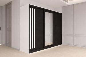 Dulap dressing Paris 3 usi cu oglinda, 200 cm, Alb/Lemn negru