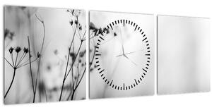 Tablou - Detailu florior de luncă (cu ceas) (90x30 cm)
