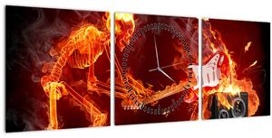 Tablou - Muzica în flăcări (cu ceas) (90x30 cm)