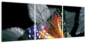 Tablou cu fluture (cu ceas) (90x30 cm)