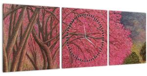 Tablou cu copaci înfloriți (cu ceas) (90x30 cm)