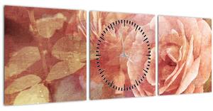 Tablou cu trandafir (cu ceas) (90x30 cm)