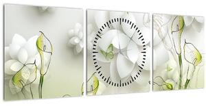 Tablou cu flori (cu ceas) (90x30 cm)