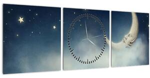 Tablou - Luna cu stele (cu ceas) (90x30 cm)