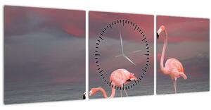 Tablou - Flamingo (cu ceas) (90x30 cm)