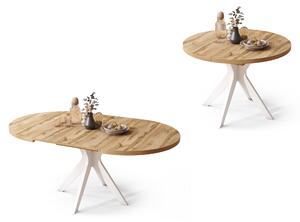 Mazzoni RENZO Stejar Wotan/picior alb - MASĂ ROTUNDĂ Ø110 EXTENSIBILĂ PÂNĂ LA 180 cm | PENTRU BUCĂTĂRIE SUFRAGERIE LIVING RETRO