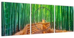 Tablou - Pădure de bambus japoneză (cu ceas) (90x30 cm)