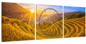Tablou - Terasele de orez din Vietnam (cu ceas) (90x30 cm)