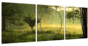 Tablou - Pădurea trezită (cu ceas) (90x30 cm)